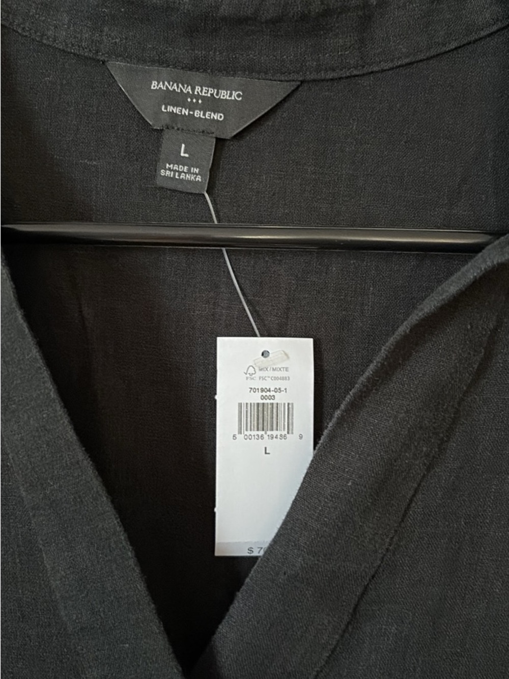 Banana republic Black V-Neck Collared Linen Blend Top - Picture 2 of 2